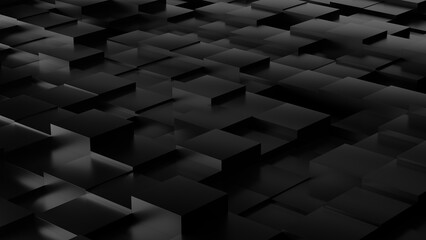 Canvas Print - black cubes abstract geometric background 3d illustration