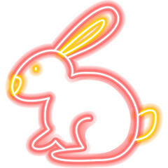 Wall Mural - Rabbit Chinese Zodiac Neon. Vector Illustration of Asia Promotion.