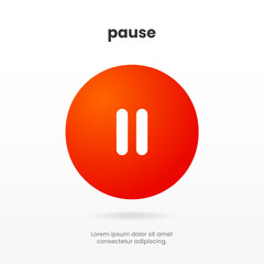 Poster - 3d pause icon push button isolated on white background. Multimedia, stop song end symbol modern simple vector graphic style for website design mobile app UI UX. Vector Illustration.