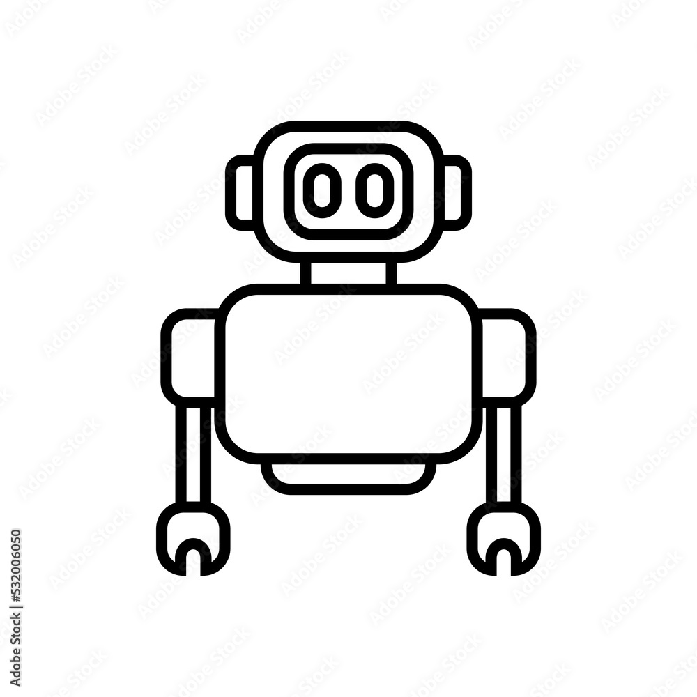 Robot line icon isolated on white background