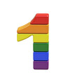 Symbol 3d made of LGBT flag colors. number 1