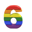 Symbol 3d made of LGBT flag colors. number 6