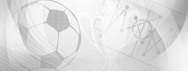 Abstract background on a football theme with big ball and other soccer symbols in gray colors