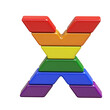 Symbol 3d made of LGBT flag colors. letter x