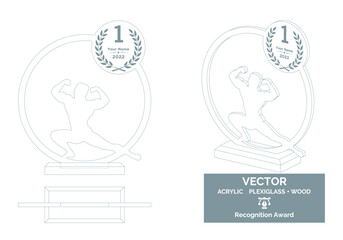bodybuilding trophy vector template, muscle contest trophy template, bodybuilder championship recogn