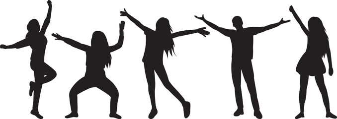 silhouette disco dancing people on white background isolated vector