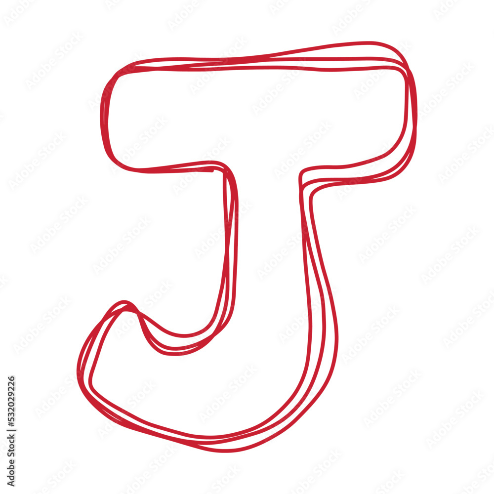 Alphabet J letter hand drawn outline stroke drawing illustration ...