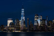 New York City skyline at night. View from Hudson river, New York, USA, America. . High quality photo