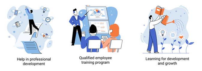 Wall Mural - help in professional development. qualified employee training program. learning for software develop
