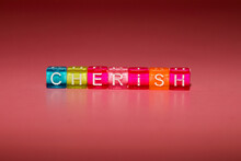 The Word "cherish" Made Up Of Cubes	
