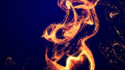 Wall Mural - particle background like confetti in oil. 3d render of magic fiery golden sparkles glisten and shine