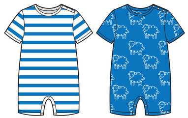 Poster - Baby bodysuit design with a short sleeves, set with different prints