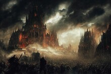 Fantasy Art Illustration Monsters War Battle Digital Concept Dark Background Fictional Landscape Environment Evil Horror Dark