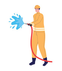 Poster - Fireman with hose