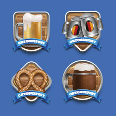 Wall Mural - realistic oktoberfest labels collection vector design illustration