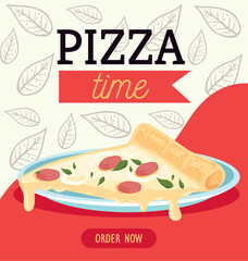 Canvas Print - pizza time lettering