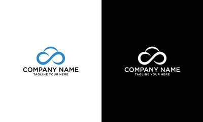 cloud infinity database logo vector on a black and white background.