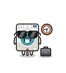 Sticker - Cartoon mascot of washing machine as a businessman