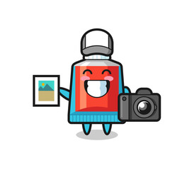 Poster - Character Illustration of toothpaste as a photographer