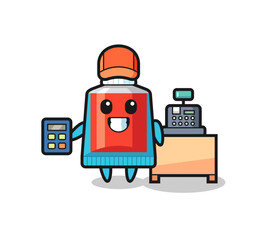 Wall Mural - Illustration of toothpaste character as a cashier