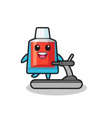 Sticker - toothpaste cartoon character walking on the treadmill