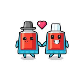 Poster - toothpaste cartoon character couple with fall in love gesture