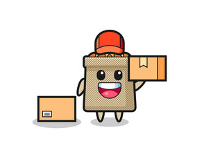 Sticker - Mascot Illustration of wheat sack as a courier