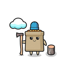 Sticker - Character cartoon of wheat sack as a woodcutter