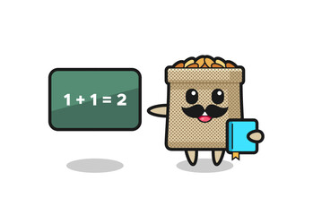 Poster - Illustration of wheat sack character as a teacher