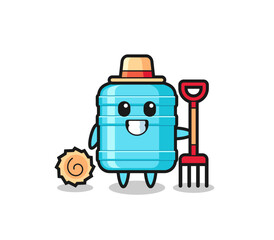 Canvas Print - Mascot character of gallon water bottle as a farmer