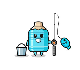 Poster - Mascot character of gallon water bottle as a fisherman