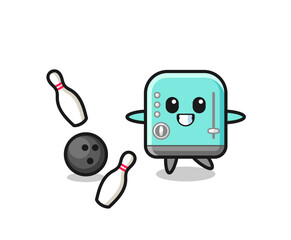 Sticker - Character cartoon of toaster is playing bowling