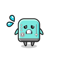 Sticker - toaster mascot character with afraid gesture