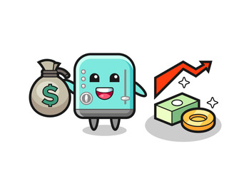 Sticker - toaster illustration cartoon holding money sack