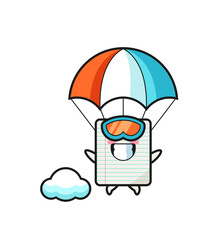 Wall Mural - paper mascot cartoon is skydiving with happy gesture