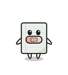 Sticker - Cartoon Illustration of paper with tape on mouth