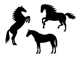 Wall Mural - Set of silhouette horses