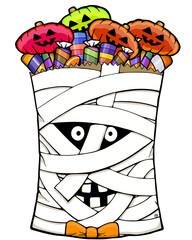 Wall Mural - funny mummy shaped like a bag full of candy