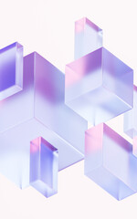 Sticker - Transparent glass with gradient colors, 3d rendering.