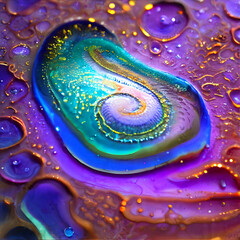 Wall Mural - a beautiful abstract colorful resin pour art background. mix of water and oil paint with metallic gl