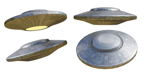 Wall Mural - ufo, collection of extraterrestrial spaceships, isolated
