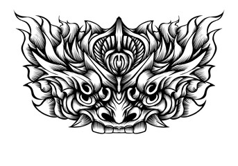 Wall Mural - Oni mask tribal tattoo illustration vector