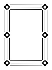 Wall Mural - decorative linear frame. geometric rectangular border with strokes, black stripes and round shapes. 