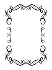 Wall Mural - decorative linear frame. beautiful ornate border with organic shapes, leaves, curled strokes and dot