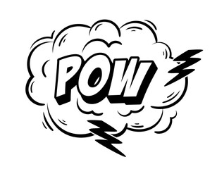 retro explosion for comics. onomatopoeic speech cloud with black lightning bolts, strokes and inscri