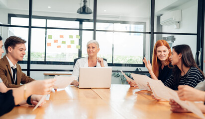 Wall Mural - Group of professional business people are working and brainstorming discussed about work in conference room in the creative office.