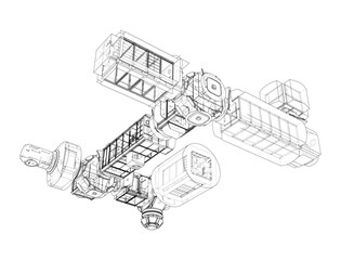 Abstract Spaceship or Space Station. Vector