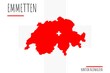 Emmetten: Illustration einer Markierung der Stadt Emmetten in den Umrissen der Schweiz im Kanton Nidwalden