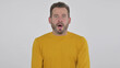 © stockbakers - Middle Aged Man Shocked by Unbelievable Activity, White Background