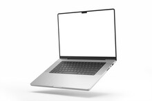 Floating View Realistic Modern Laptop Pro With 16 Inch Lcd Screen Digital Display Mockup Isolated 3d Rendering